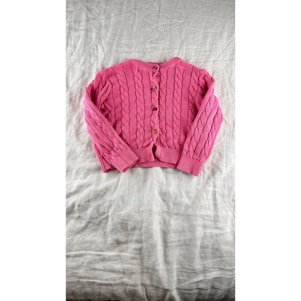 Smiling Pinker Girls Cable Knit Cardigan Size 130 (7-8Y) Pink Cotton